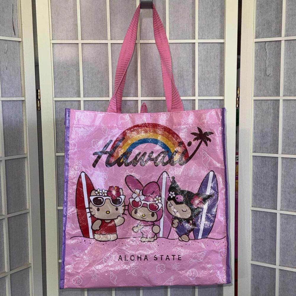 Hello Kitty & Friends My Melody Kuromi Aloha Hawaii Reusable Shopping Tote Bag - Picture 2 of 11